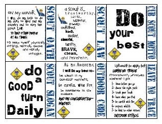 Cub Scout Oath, Law and Motto Cards- Printable Download