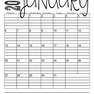 2025 Monday Start - Lined & Unlined Monthly Calendars | 8.5x11 ...