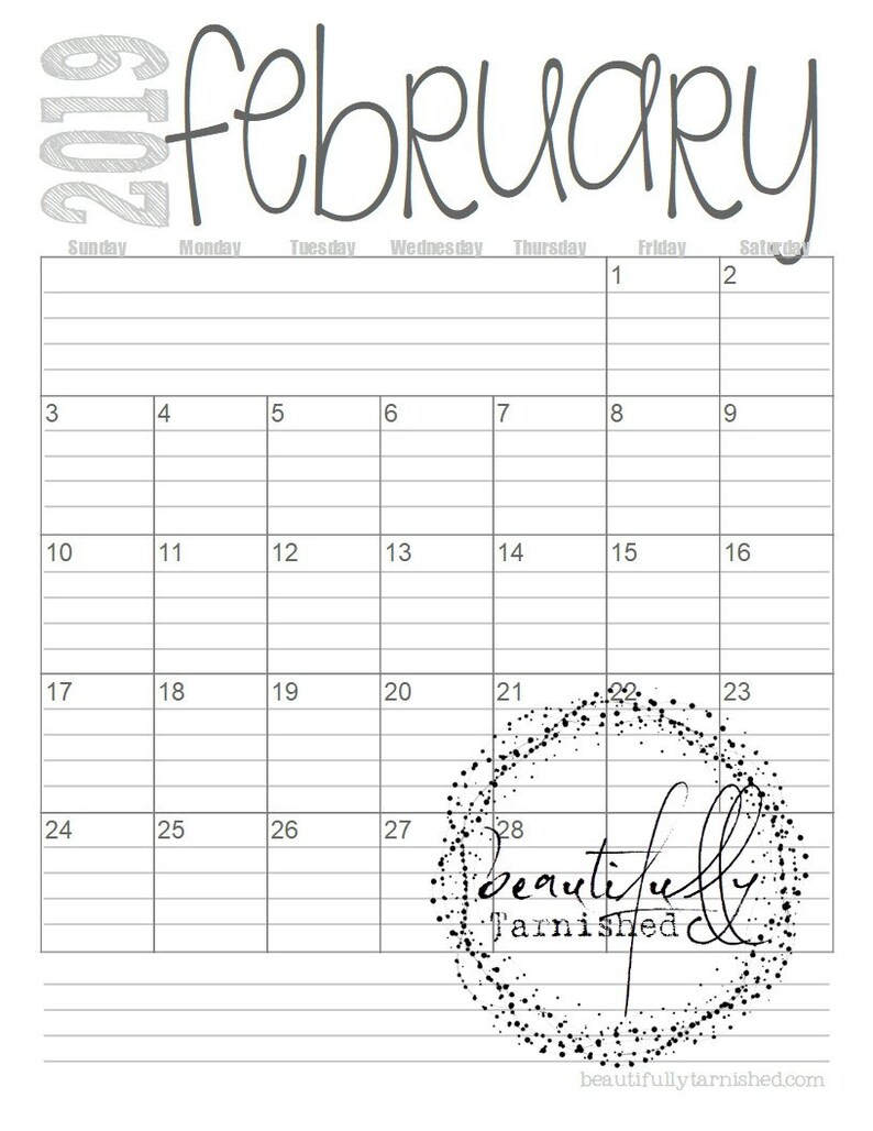 2019 lined monthly calendars full year printable pdf etsy