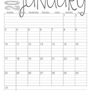 2022 monday start lined monthly calendars 85x11 portrait
