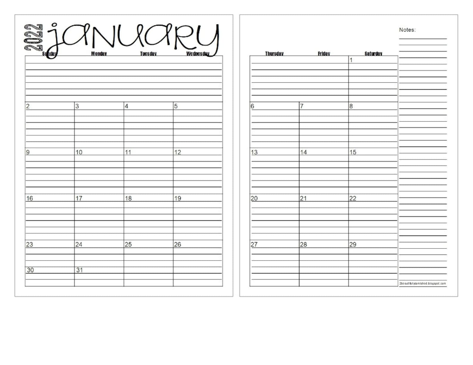2022 Monthly 2 page Lined Calendars 8 5x11 Jan Dec Etsy 2022-monthly-2-page-lined-calendars-8-5x11-jan-dec-etsy