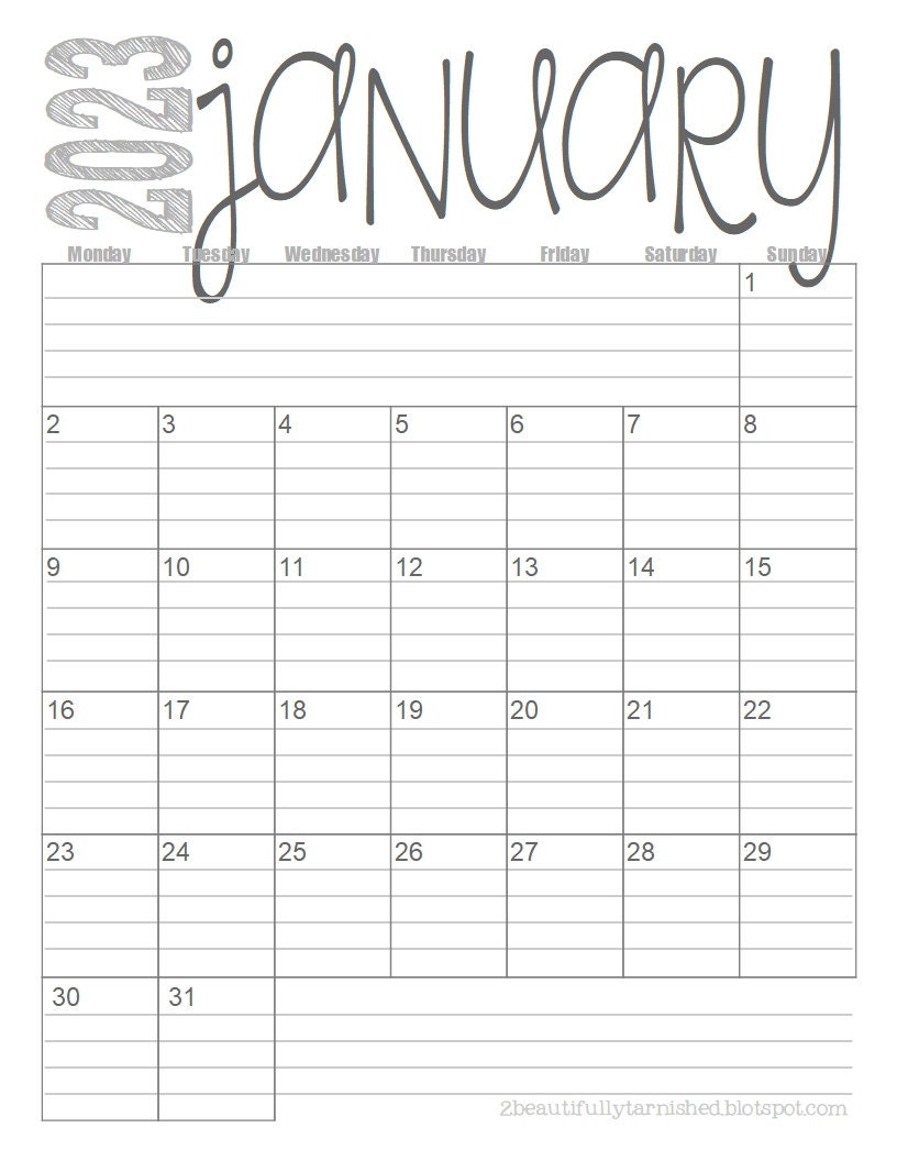 2023 Monday Start Lined Monthly Calendars 8.5x11 PORTRAIT - Etsy Canada