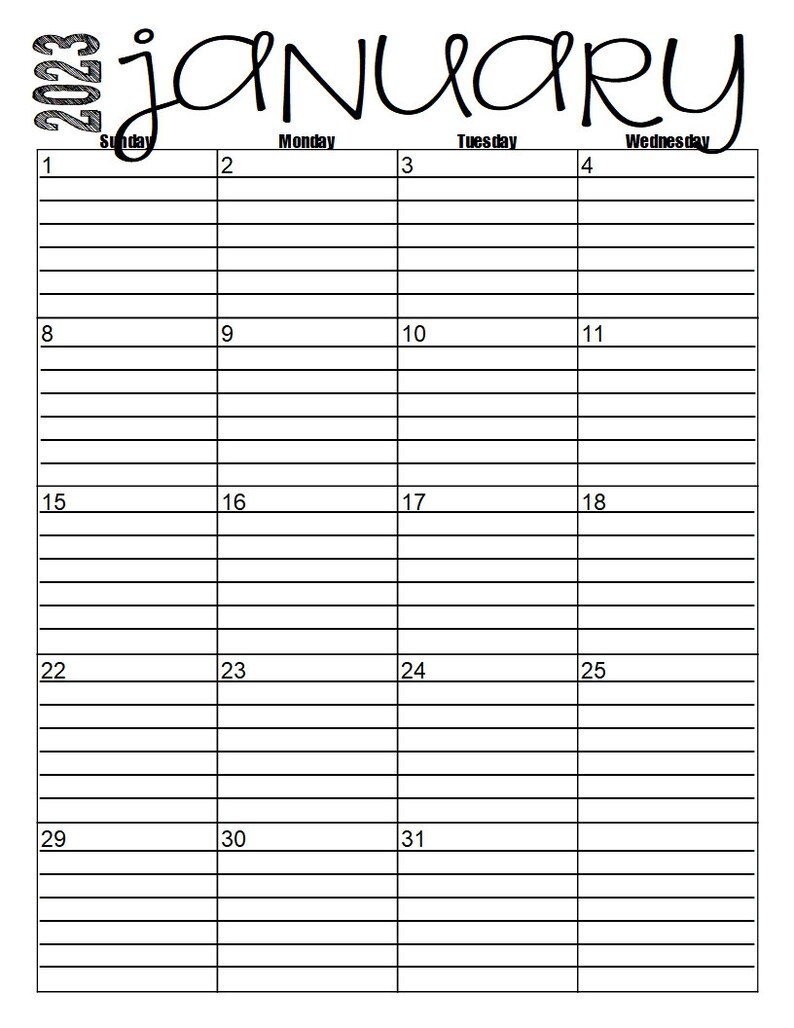 2023 Monthly 2-Page Lined Calendars 8.5x11 Jan Dec - Etsy España