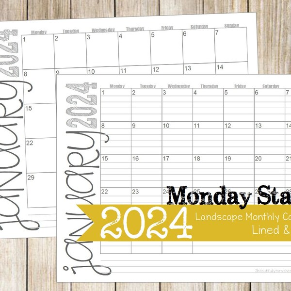 Printable 2024 Calendar With Lines - Etsy