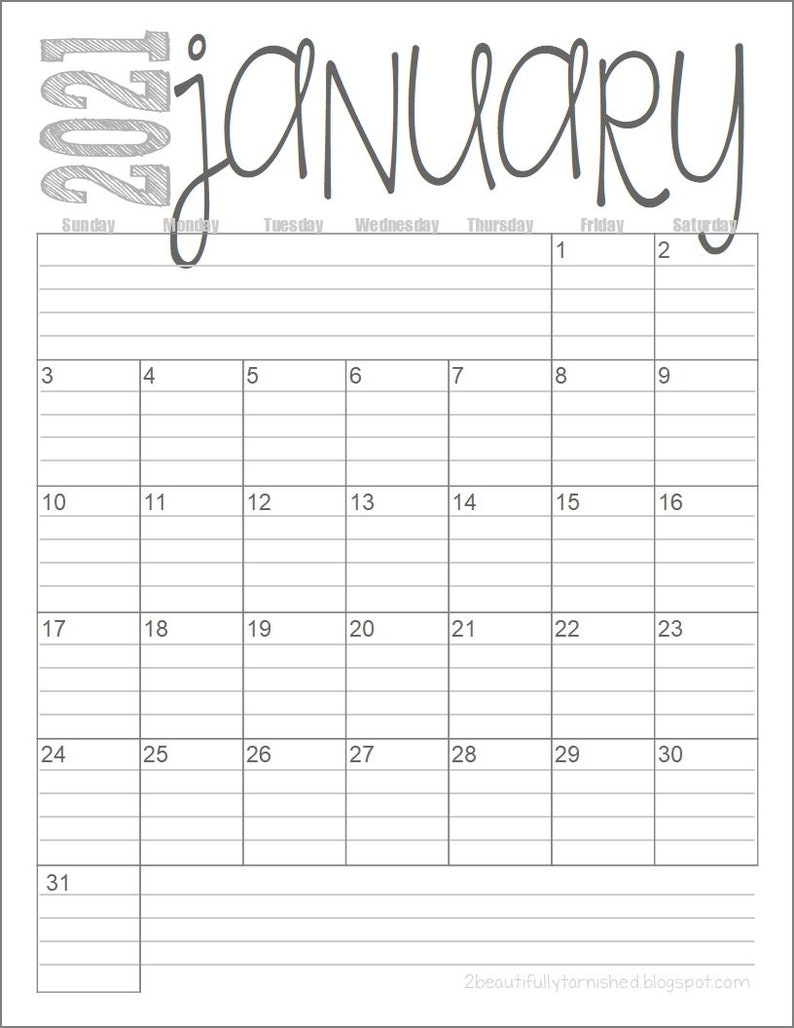 2021 Monthly Calendar Printable With Notes Free Letter Templates