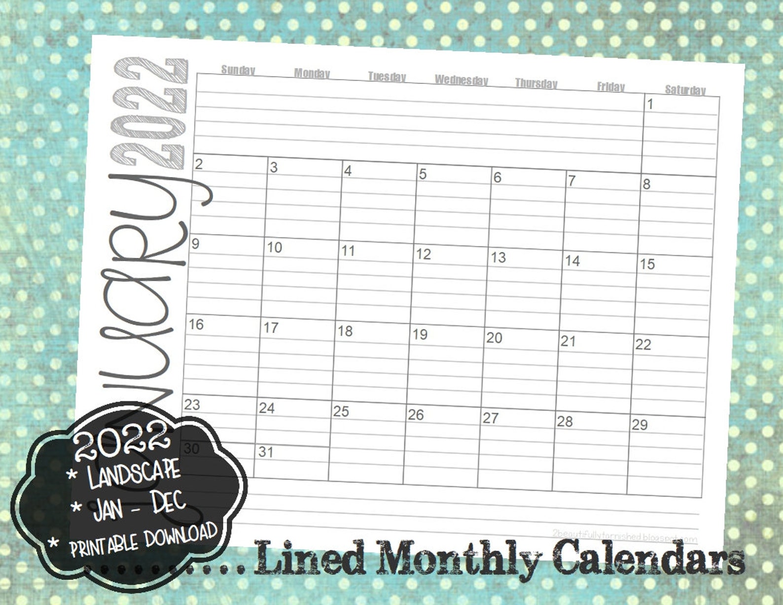 2022-lined-monthly-calendars-8-5x11-landscape-jan-dec-etsy-bank2home