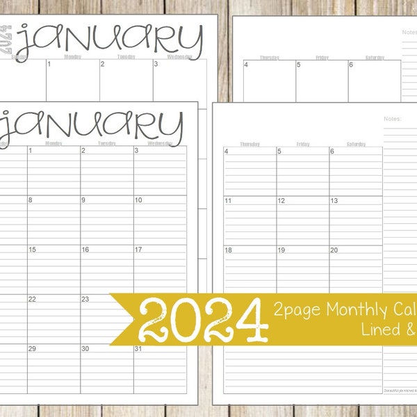 2024 Lined Calender Etsy