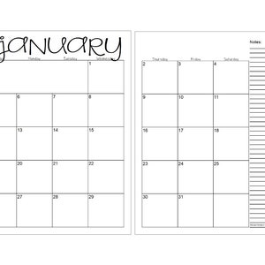 2025 Lined & Unlined 2-page Monthly Calendars 8.5x11 Jan Dec PDF 
