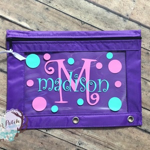 Personalized Monogrammed Pencil Pouch, Pencil Case, Personalized School Supplies, Back to School, 3 Ring Pencil Case, Zipper Pouch