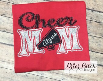Personalized Cheer Mom Shirt, Custom Glitter Cheer Mom Shirt, Cheer Mom Shirt with Name