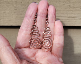 Handmade Copper Unalome Earrings