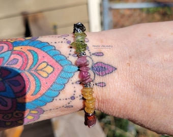 Handmade Tourmaline Stacking Bracelet In Sterling Silver