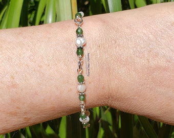 Handmade Jade And Pearl Bracelet In Sterling Silver