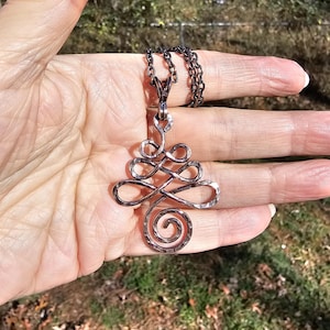 Handmade Solid Copper Unalome Pendant Necklace