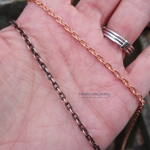Solid Copper Chain Necklace Oxidized (Anitqued) Or Shiny