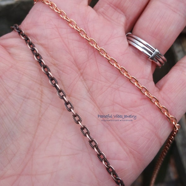 Copper Necklace Antiqued Oxidized Copper Chain Or Shiny Non Oxidized Copper Chain Pick Your Length