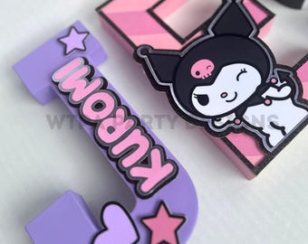 Custom Kuromi-Themed 3D Letters- Kawaii Party Decor|Sanrio Kids Room Decor| Personalized Birthday Centerpiece Letters