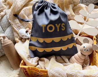 Personalised Scallop Toy Storage Bag, Kids Scandi Decor, Kids Gift Ideas, Boho Nursery, Boho Kids Room Ideas, Playroom Decor Idea, Travel