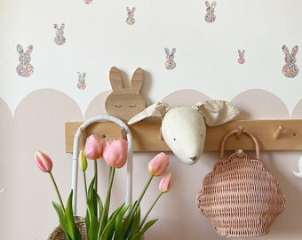 Liberty Bunny Rabbit Wall Decal Stickers, Cute Nursery Decor, Girls Room Decor, Pretty Nursery Decor, Cottage Style, Wall Decor, Bunnies