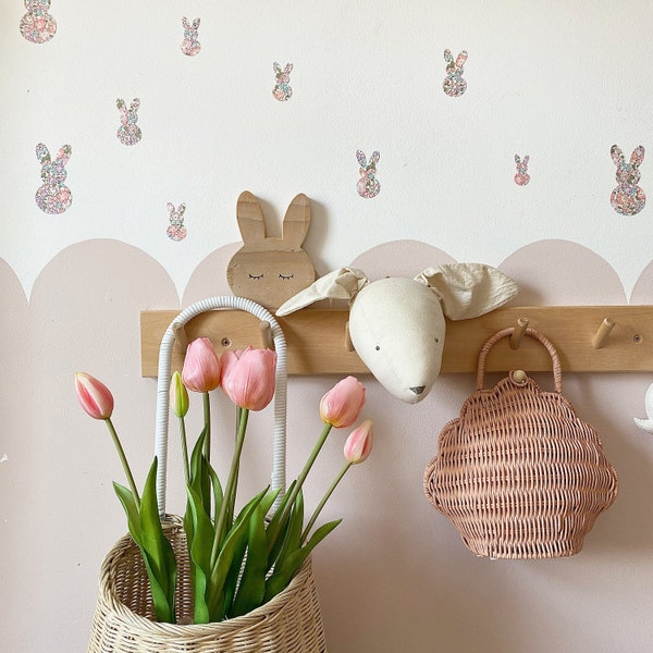 Liberty Bunny Rabbit Wall Decal Stickers, Cute Nursery Decor, Girls Room Decor, Pretty Nursery Decor, Cottage Style, Wall Decor, Bunnies