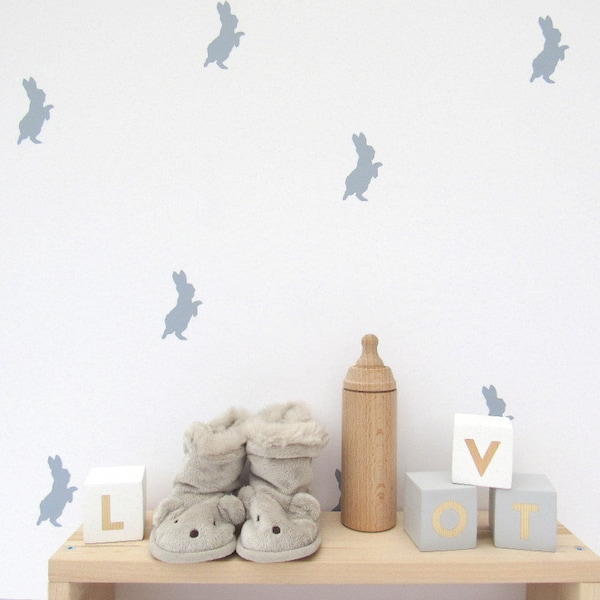 Rabbit Wall Decals for Nurseries, Neutral Nursery Wall Stickers, Baby's Room Wall Art, Easy Removeable Wall Stickers, Peter Rabbit Decor