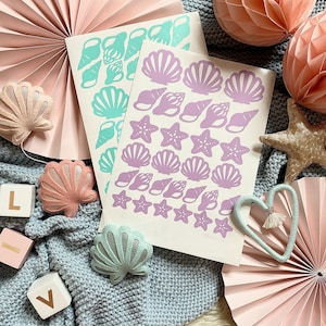 Shell/Under the Sea Wall Decals for Kids Rooms, Playroom Wall Stickers, Girly Nursery Ideas, Mermaid Girl's Room Decor, Beach Themed Room