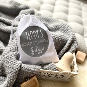 Borsa personalizzata per strumenti musicali, decorazioni per bambini, contenitori per giocattoli, idee regalo per bambini, contenitori per la casa per bambini, regalo per neonato, regalo speciale per il primo compleanno