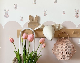 Liberty Bunny Rabbit Wall Decal Stickers, Cute Nursery Decor, Girls Room Decor, Pretty Nursery Decor, Cottage Style, Wall Decor, Bunnies