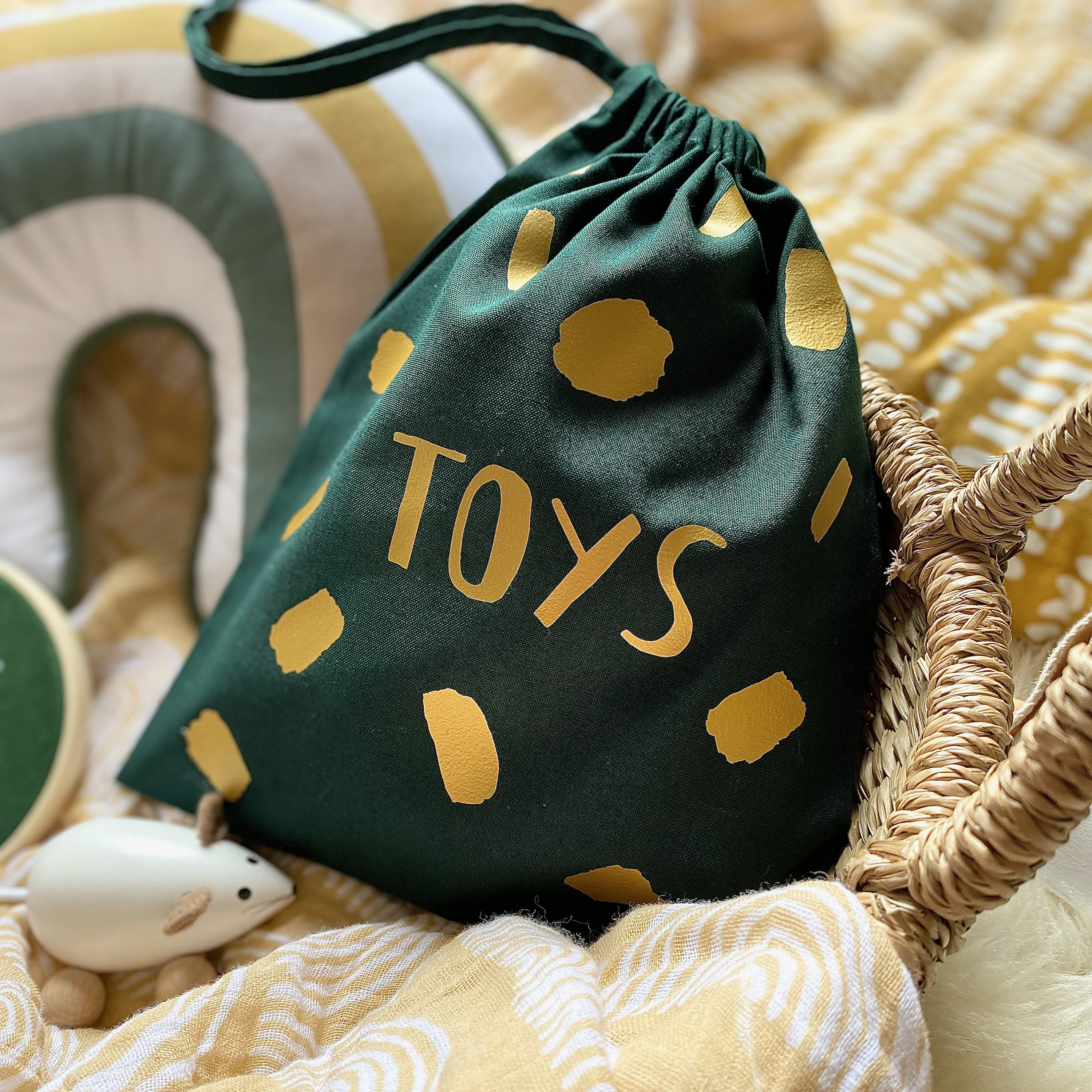 Bolsa de armazenamento de brinquedos personalizada com pinceladas, decoração escandinava para crianças, ideias para presentes infantis, berçário boho, ideias boho para quarto de criança, ideia de decoração para sala de jogos