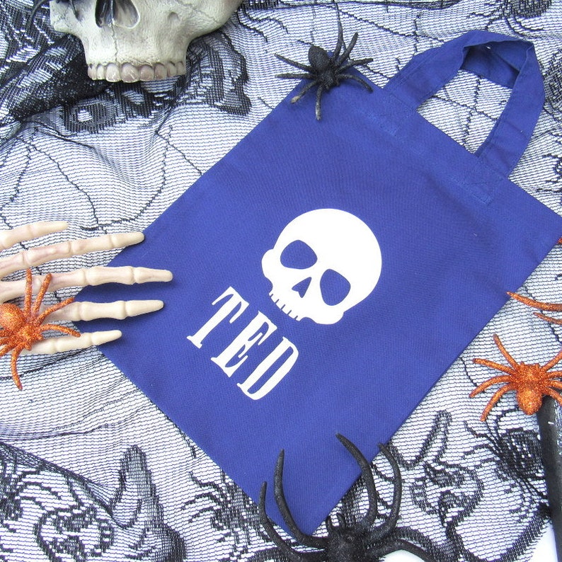 Party Bag Candy Bag Spooky Skull Personalised Halloween Bag Trick or Treat Personalised Treat Bag Halloween Gift Ideas for Kids