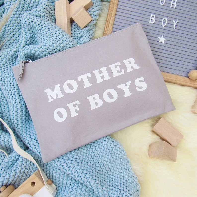 Personalised Mother Of Boys Make Up Pouch, Nappy Clutch, Hospital Bag, Mother's Day Gift, Diaper Bag, Travel Bag, New Mum Gift, Baby Shower image 4