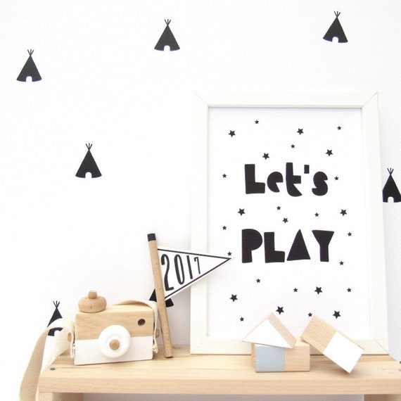 Teepee Wall Decal Stickers Kids Decor Glitter Decals Etsy