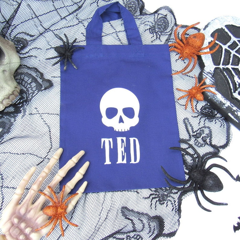 Party Bag Candy Bag Spooky Skull Personalised Halloween Bag Trick or Treat Personalised Treat Bag Halloween Gift Ideas for Kids