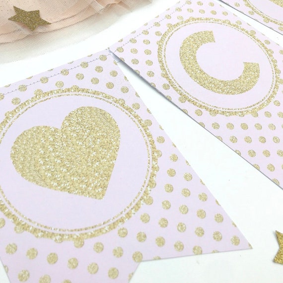 Personalised Pink//Gold Bunting First//1st Birthday Hen Do Shower Polka Dot
