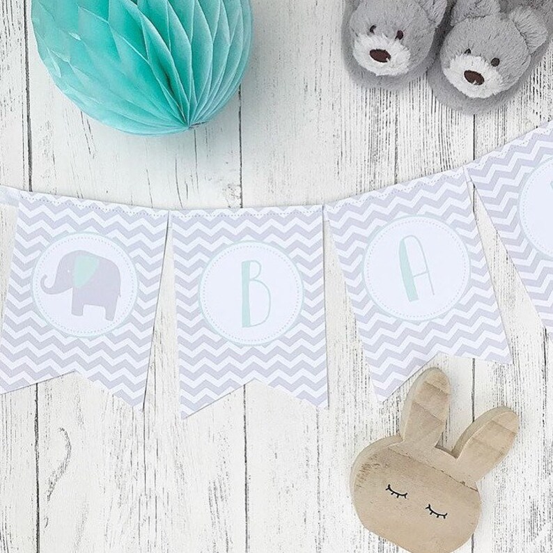 Personalised New Baby Shower Banner Boy Girl Pastel Colours