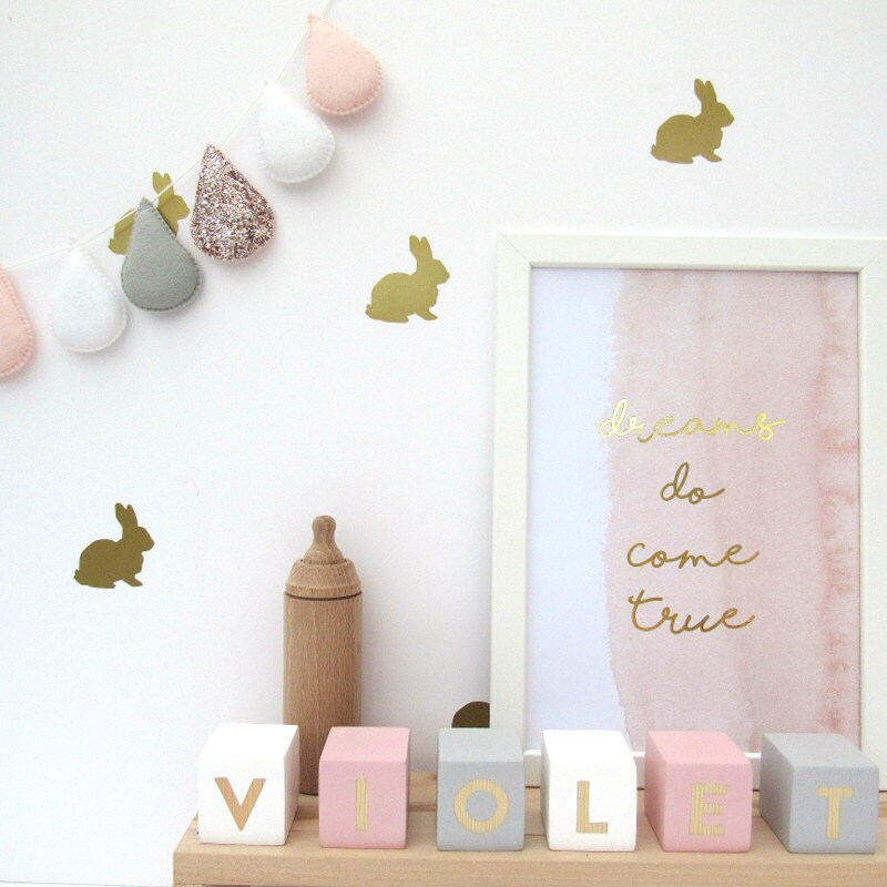 Autocollants de Décalcomanies Murales Bunny Rabbit, Décoration Chambre d'enfants, Intérieure, Idées