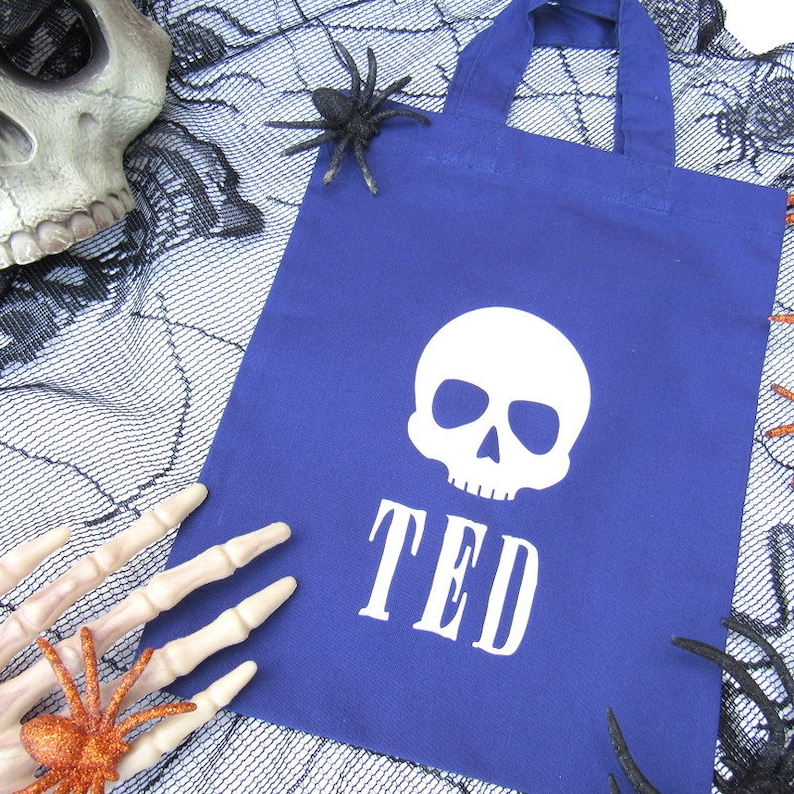 Party Bag Candy Bag Spooky Skull Personalised Halloween Bag Trick or Treat Personalised Treat Bag Halloween Gift Ideas for Kids
