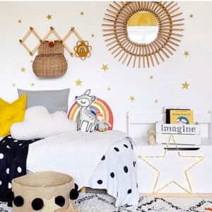 Star Wall Decals For Kids Rooms, Removeable Nursery Wall Stickers, Neutral Nursery Decor, Celestial Playroom Decor, Mixed Size Gold Decals