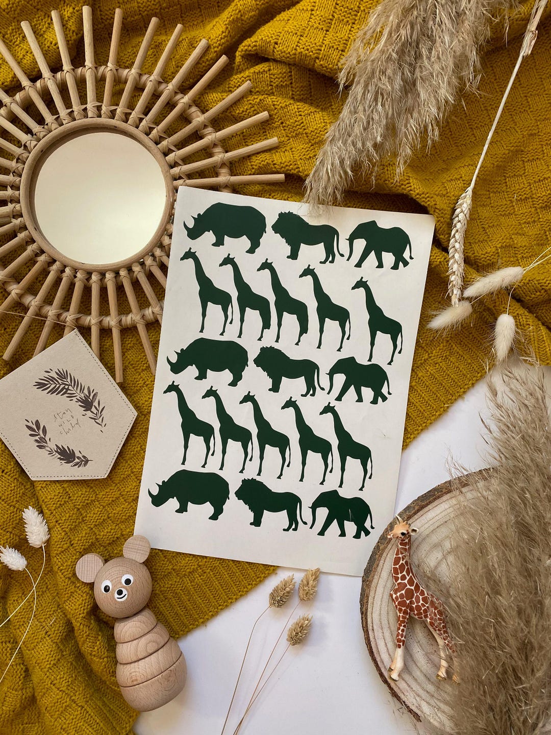 Safari Animal Wall Decals for Kids Rooms, Jungle Room Wall Stickers ...