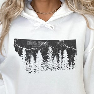 Big Sky Hooded Sweatshirt, Montana Sweatshirt, Montana Map, Montana Vacation, Outdoors Shirt, Forest Sweatshirt, Montana Backpacking Hoodie