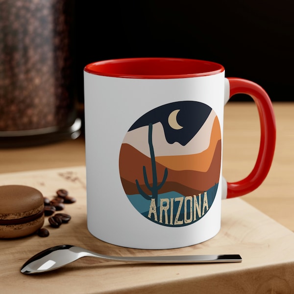 Arizona Mug, State Outline Mug, Arizona Mountains, Desert Mug, Arizona Coffee Mug, Cactus Mug, Arizona Gift, Desert Landscape