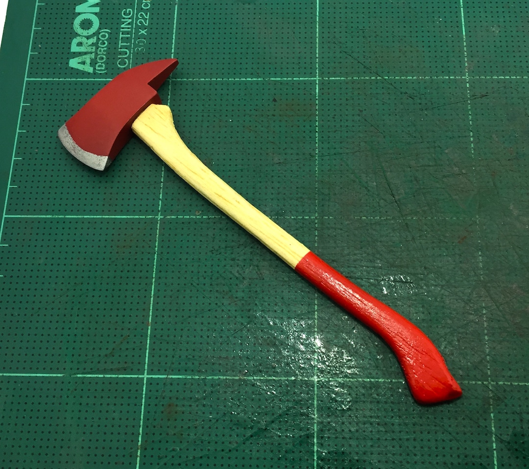 1/6 Scale Custom Made Metal Fireman Axe Red Hatchet Handmade Handcraft
