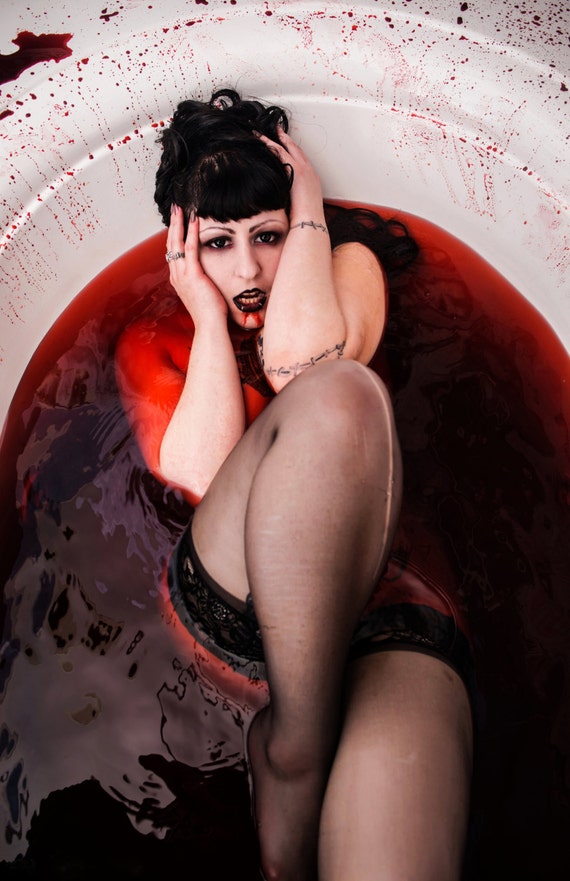 Hot goth chick in the bath