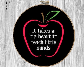 Teacher Cross Stitch Pattern Modern, Thank you Cross Stitch, School Cross Stitch, Apple Cross Stitch, School Gift Cross Stitch, Teacher Gift