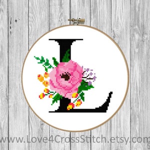 Letter L Monogram Cross Stitch Pattern. Housewarming Cross Stitch Gift, Friend Gift Cross Stitch, Alphabet Cross Stitch, Letter L Pattern