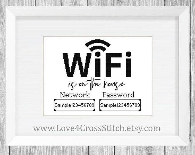 Wifi is on the House Cross Stitch Pattern Modern, Cross Stitch