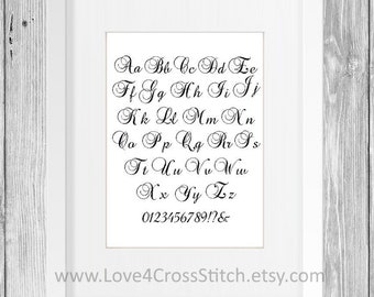 Large Handwriting Cross Stitch Alphabet, Large Cross Stitch Font, Monogram Cross Stitch Alphabet, Cursive Font Cross Stitch