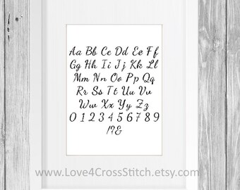 Handwriting Cross Stitch Alphabet, Cross Stitch Pattern Font, Modern Alphabet Cross Stitch, Modern Font Cross Stitch, Embroidery Font