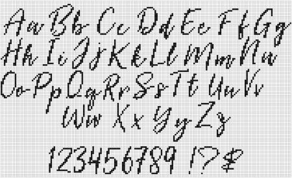 Cursive Cross Stitch Alphabet Hand Writing Cross Stitch Font - Etsy