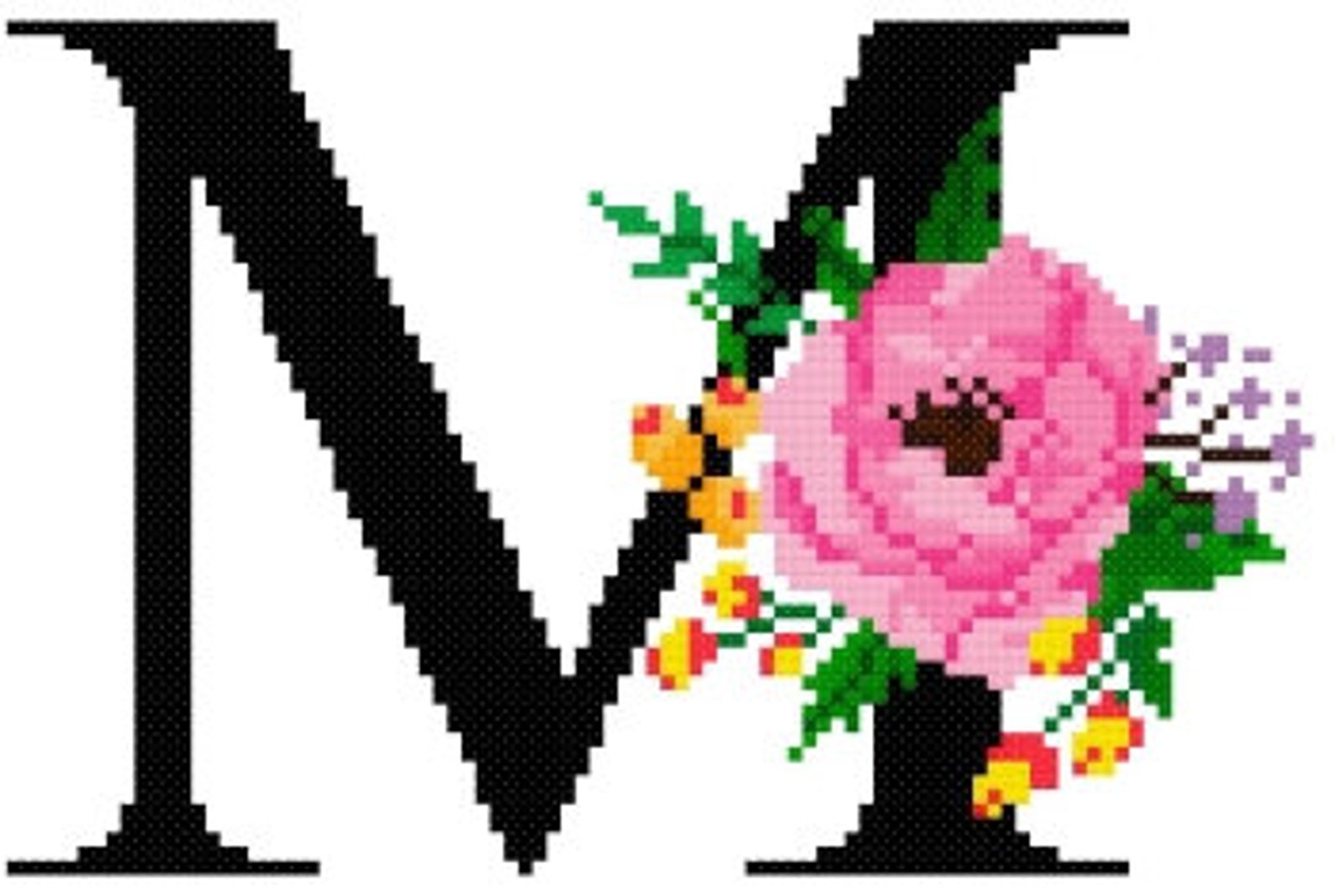 Letter M Monogram Cross Stitch Pattern Cross Stitch Letter M Etsy